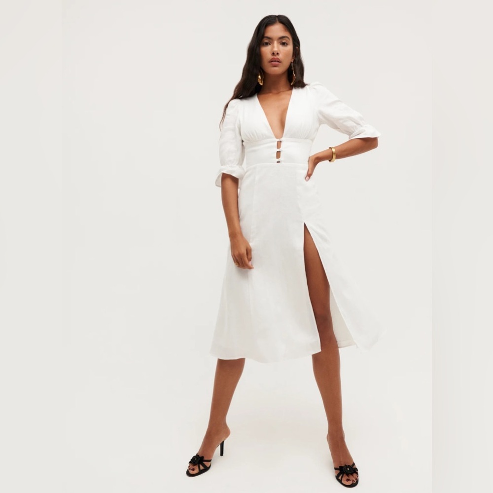 Reformation Maribel Linen Dress, Size 10